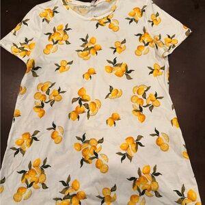 Banana Republic Lemon Print Short Sleeve Tee - White and Yellow